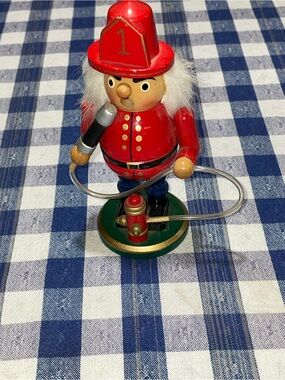 Small German, Wooden Firefighter Smoker Figurine